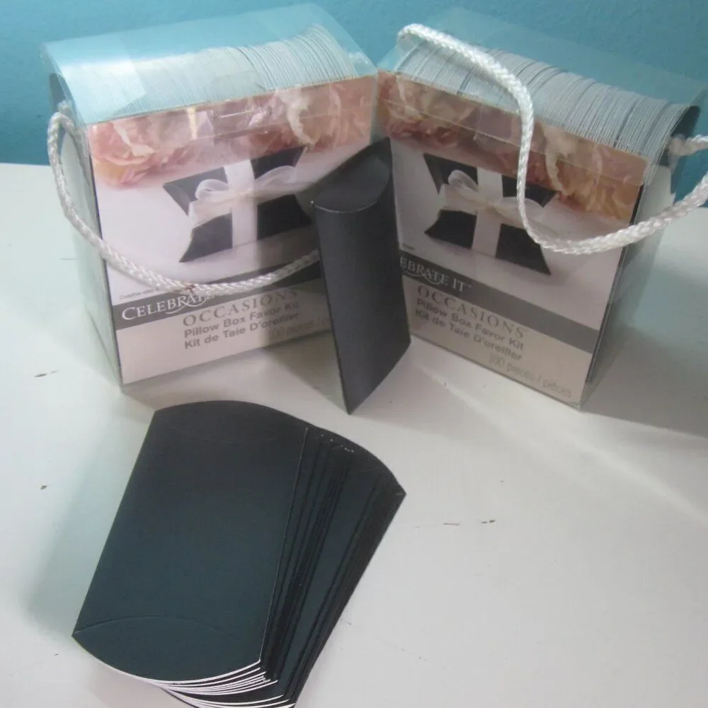 Pillow Box Favor Kit  200+ Black Foldable Individual Snack Treat Boxes 4.5